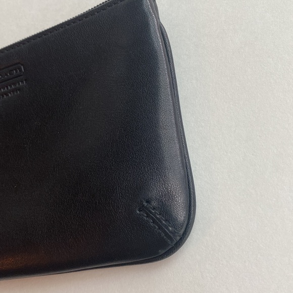 Coach smooth leather wristlet wallet credit card case black silver excellent - Picture 5 of 11